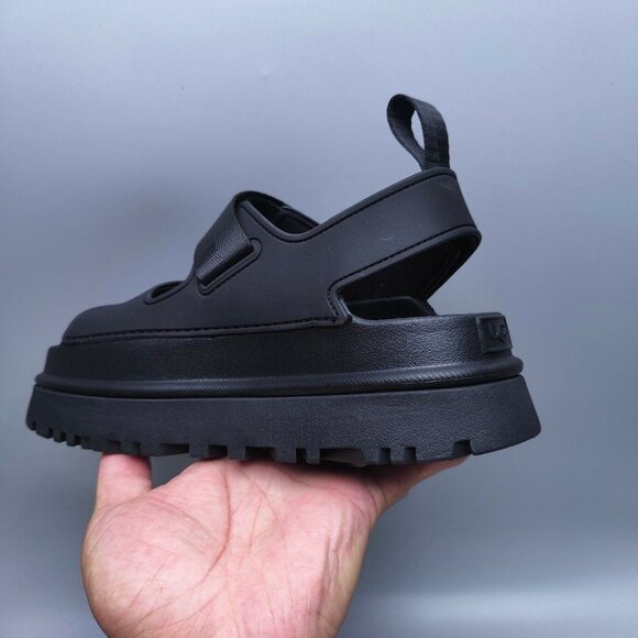 UGG Goldenstar Black Platform Velcro Sandals